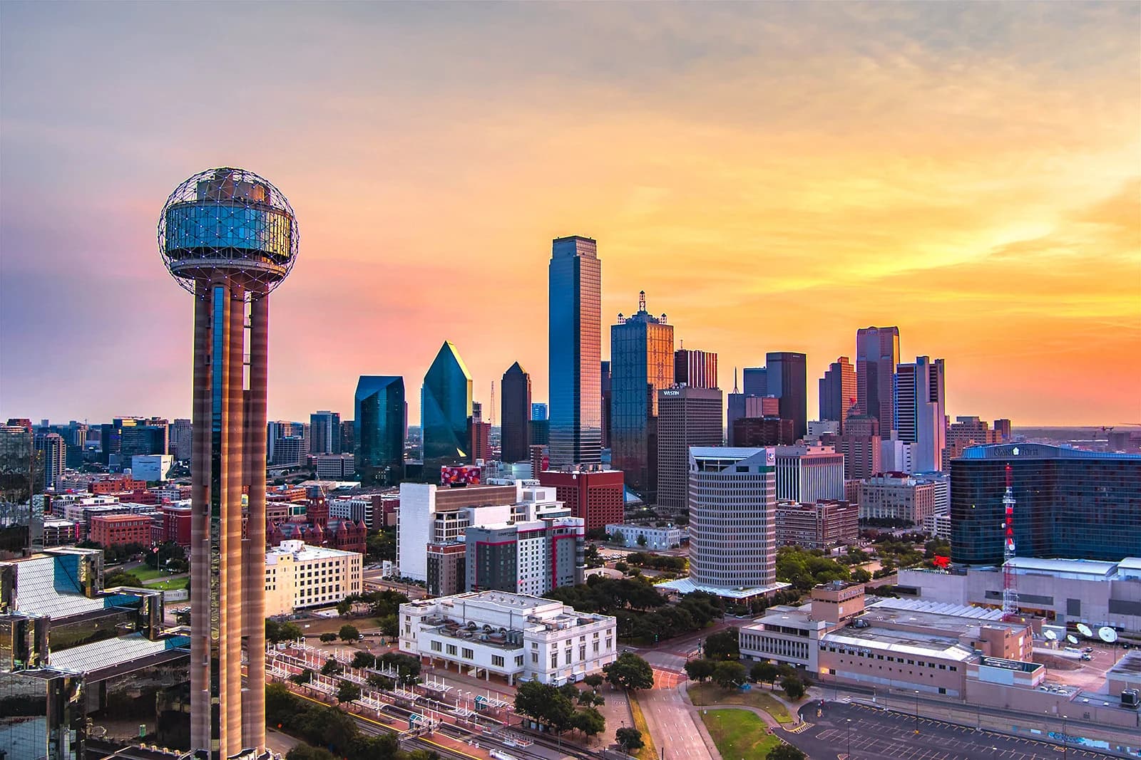 Dallas-Fort Worth skyline at sunset — Alpha Tow coverage area
